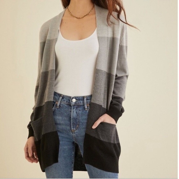 Amour Vert Sweaters - AMOUR VERT ERICA WOOL CARDIGAN Blue Color Block Size Small